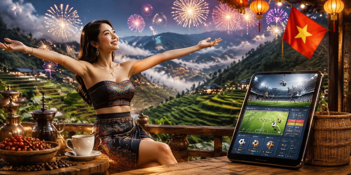 Người dùng Việt Nam tại Sapa nhâm nhi cà phê và theo dõi giao dịch cá cược thể thao trên điện thoại